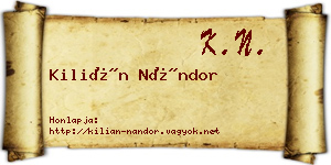 Kilián Nándor névjegykártya